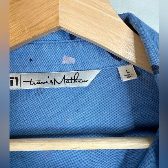 Travis Mathew Independence Day Polo Shirt Performance Knit Short Sleeve Golf L - Picture 2 of 8